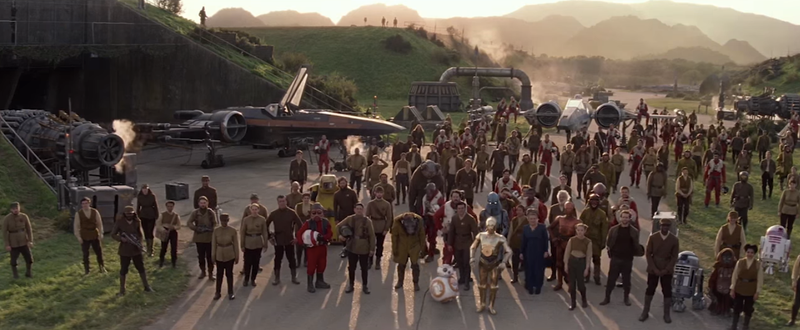C-3PO stands besides BB-8, a roly-poly symbol of droid innocence, sure to be short-lived now that he’s joined the Star Wars cast.